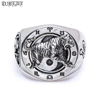 handmade 100 925 silver tiger ring fengshui lucky symbol ring 925 sterling silver tiger dragon ring with constellation symbols