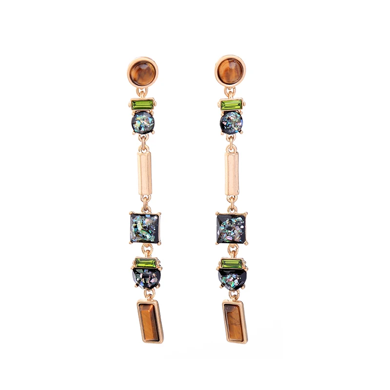 Серьги-подвески женские винтажные геометрические из натурального камня 2017 |