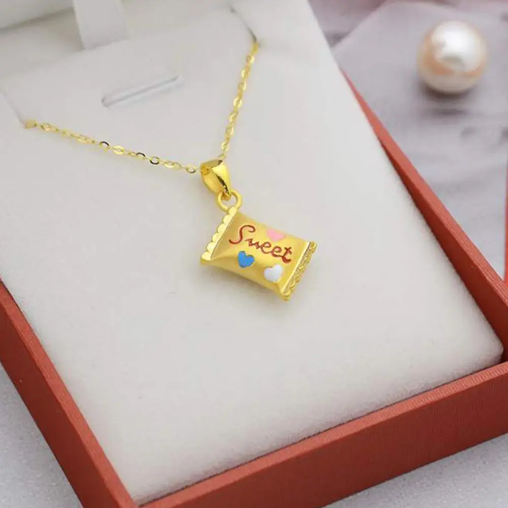 Милый сладкий конфеты Форма Подвеска Ожерелье Аксессуар золотой цвет девушка