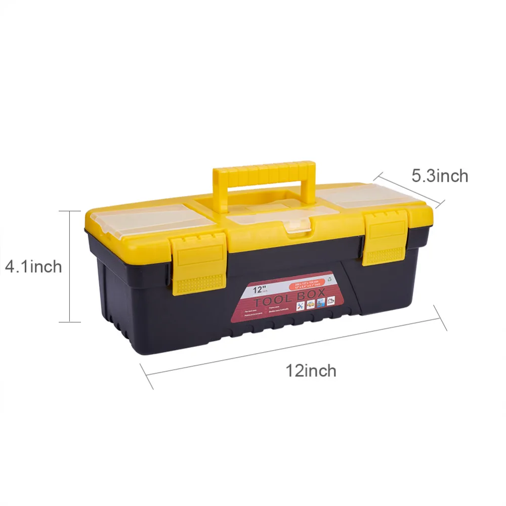 

12Inch Convenient Portable Hand Carry Tool Storage Lockable Storage Tool Box Garage Mechanism Storage Organizer