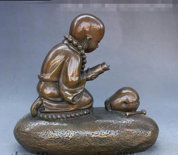 Китайский буддийский из бронзы резные Резы Xin Xiang Shi Cheng деревянная рыба Бонзе