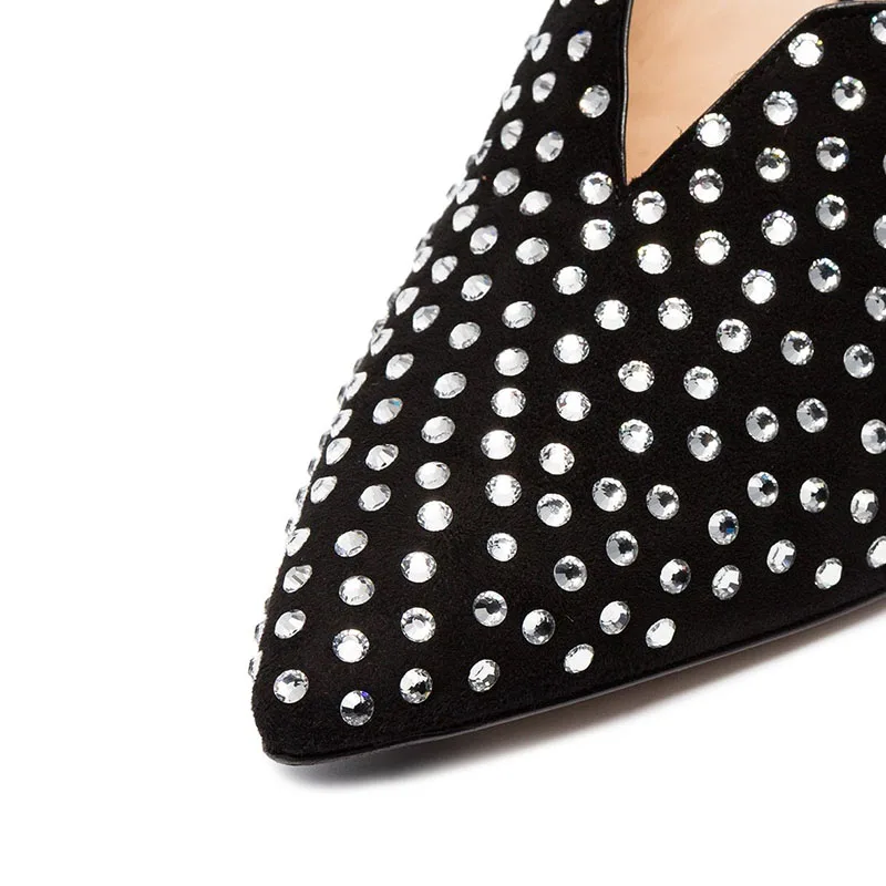 Женские туфли из натуральной кожи с заклепками и ремешком на щиколотке|Женские