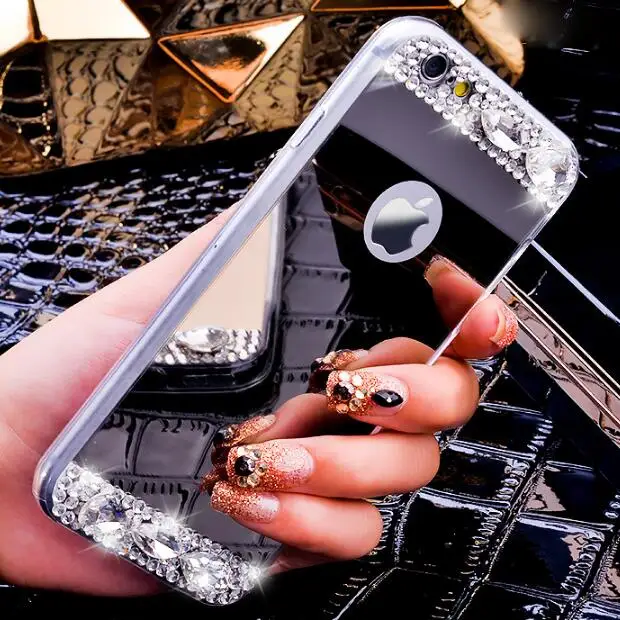 Роскошный чехол с украшениями Алмазный зеркальный для Samsung Galaxy S3 S4 Mini S5 S6 Edge plus S7 S9