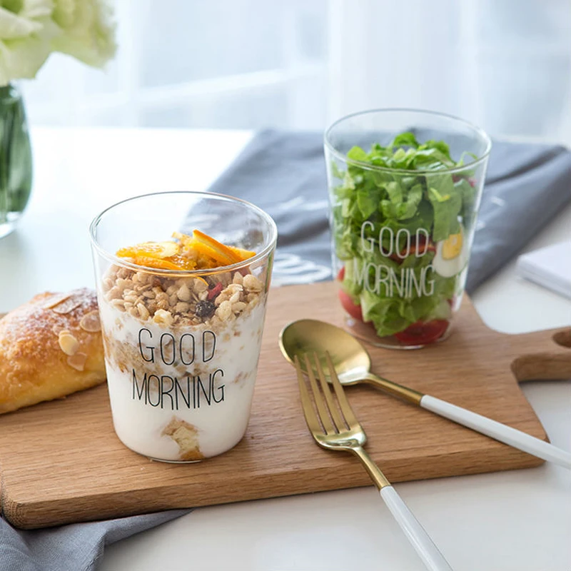 1 шт. стеклянные чашки 400 мл короткие Стильные для завтрака чудесные и кружки