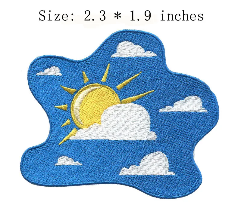 Вышитая нашивка Sunny day 2 3 &quotв ширину/небо и облако/футболка/прекрасный день|embroidery