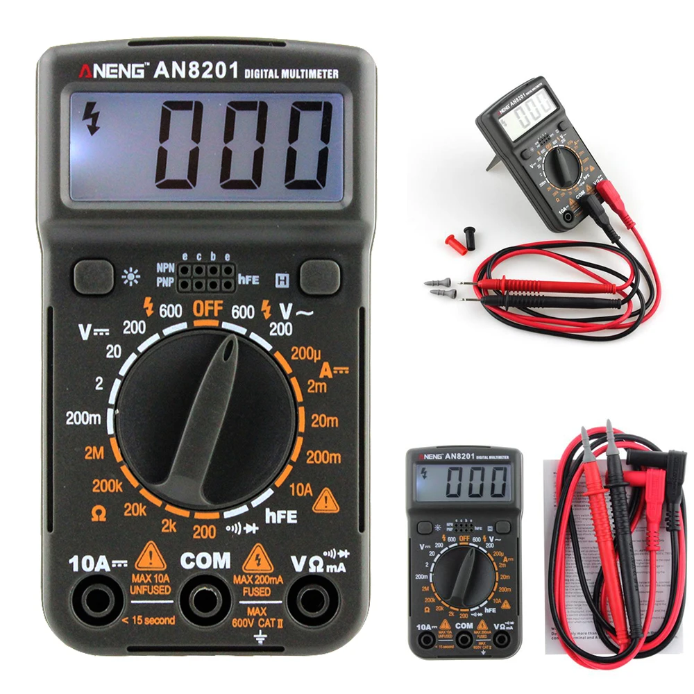 Aneng AN8201 карман Размеры мини цифровой мультиметр Подсветка AC/DC Амперметр