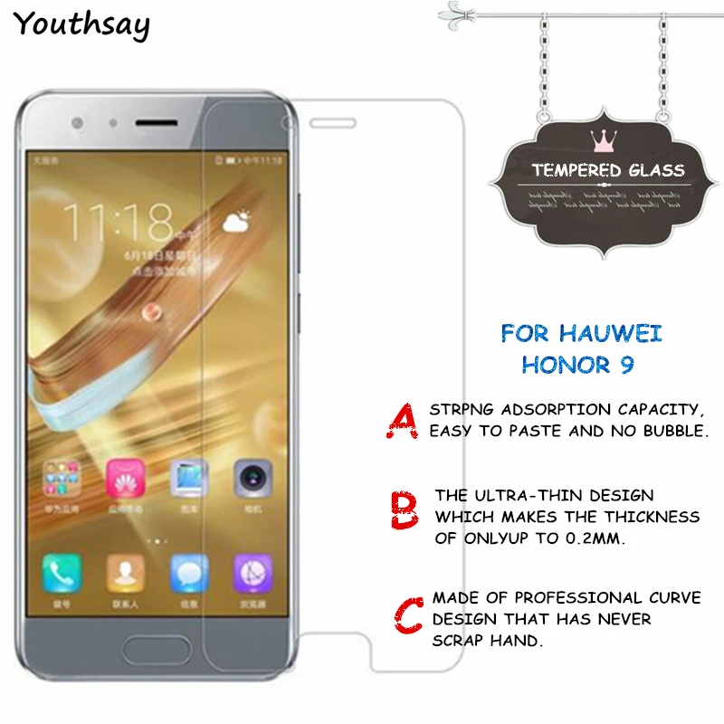 2 шт. стекло для Huawei Honor 9 защита экрана телефона ультра тонкое закаленное Huawey
