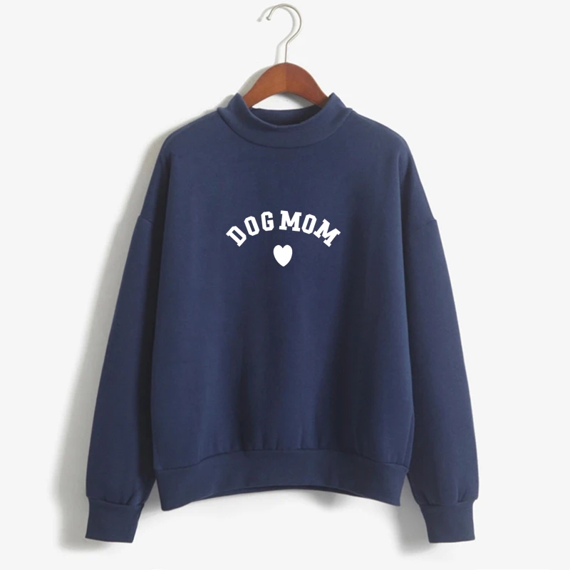 Women's y2k Hooded Sweatshirts Dog Mom Letter Printed Turtleneck Fleece Top Crative Heart Graphic Harajuku Kawaii Hoodie Clothes