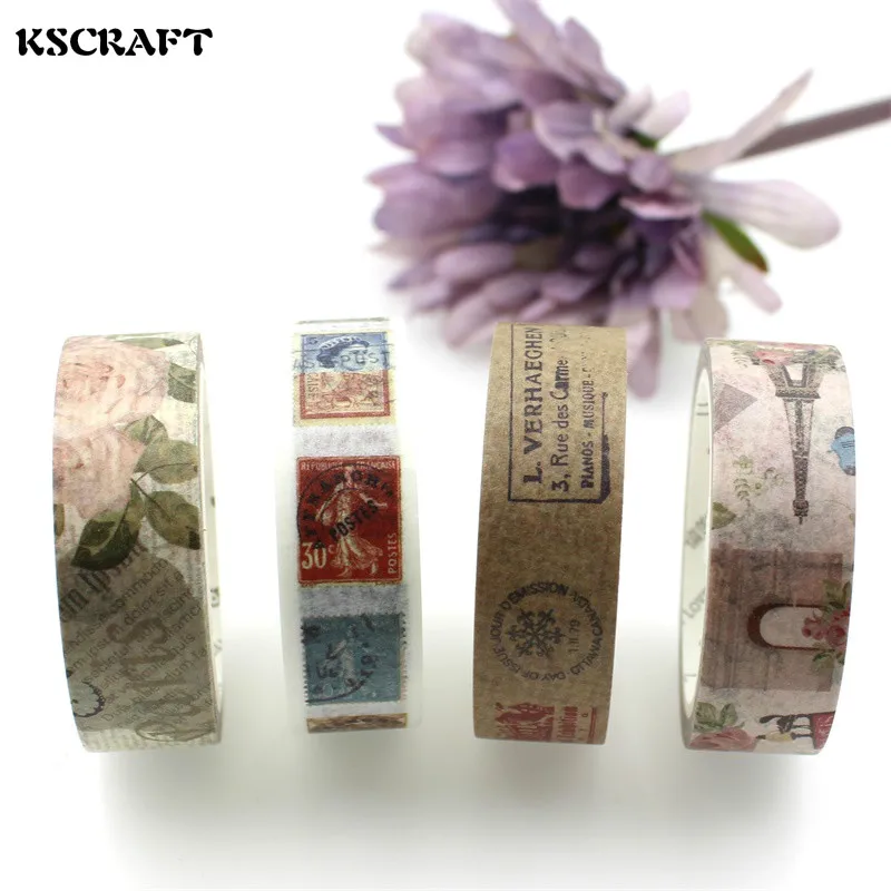 Ksccraft 15 мм* 7 м клейкая лента для скрапбукинга DIY Craft Sticky Deco маскирующая Японская Бумага васи лента Ретро коллекция
