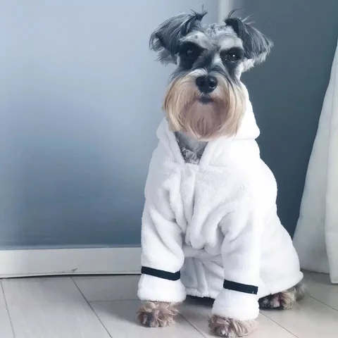 Новый халат для собаки, пижама, ночная рубашка, Одежда для животных для щенков, мягкое пальто, Schnauzer, куртка Чихуахуа для собак, зимняя теплая, EMC09 - изображение
