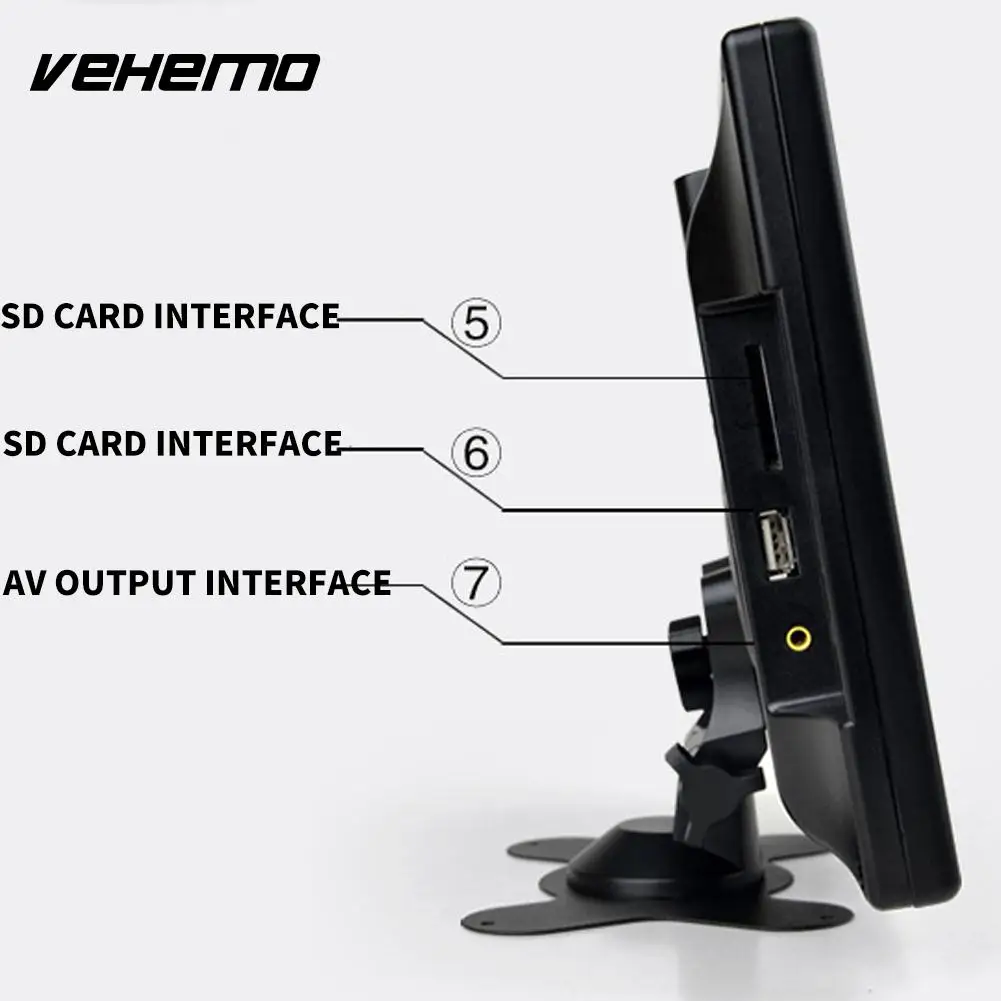 Vehemo NTSC 9 дюймов ТВ Обратный монитор для автомобиля Портативный USB/SD слот карт