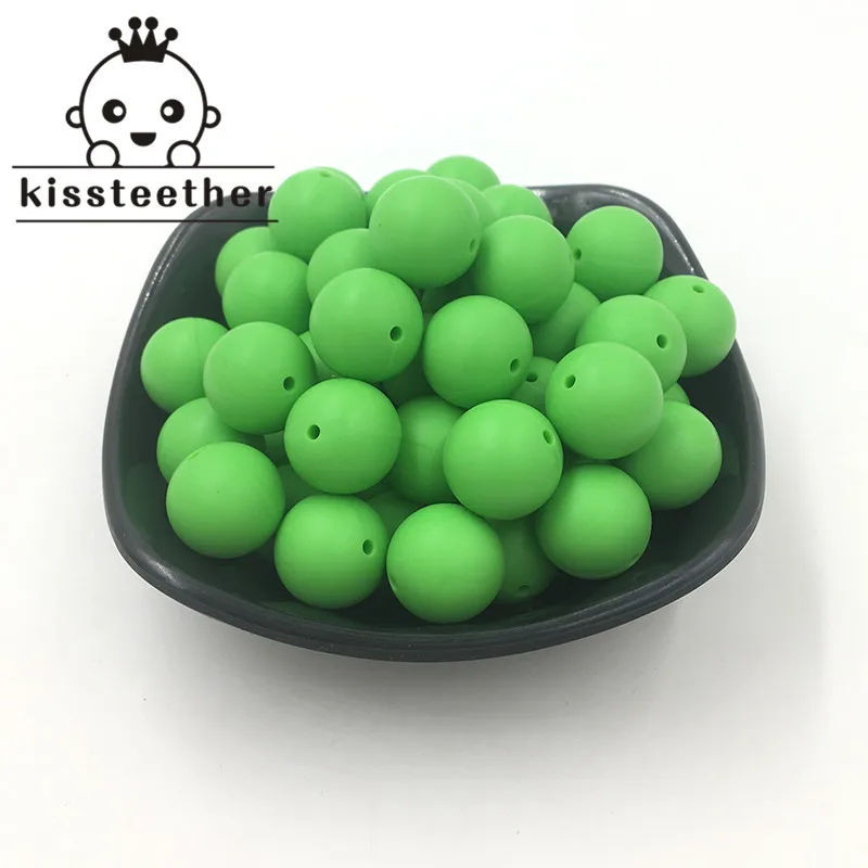 9 100 pc силиконовый для детей для прорезывания зубов Прорезыватель бусины 15 мм безопасный пищевой Клас Уход жевательные круглые силиконовые бусы ожерелье - Цвет: 9