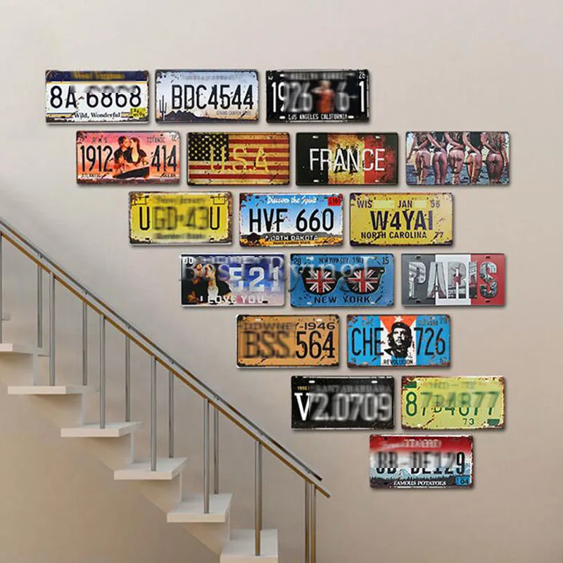 2 шт. американский автомобильный металлический номерной знак винтажный домашний