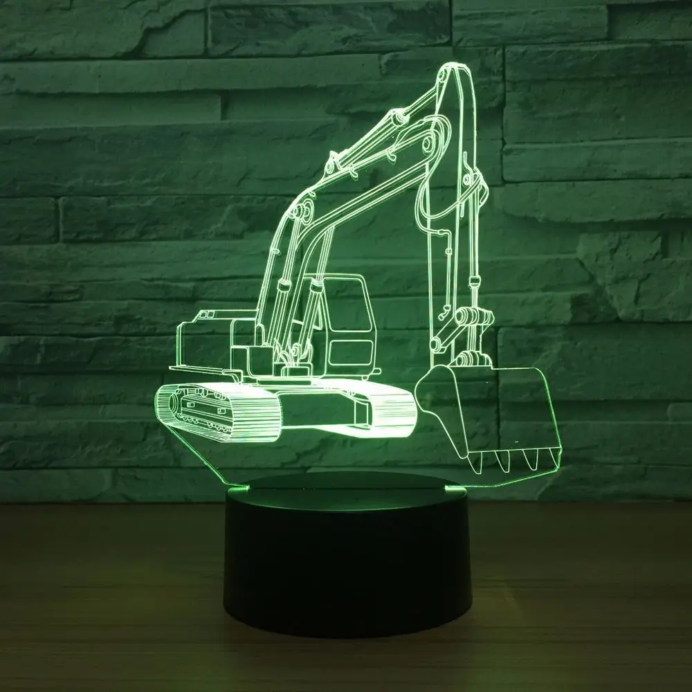 

New Excavator 7 Colors Lamp 3D Visual Led Night Lights For Kids Touch Usb Table Lampara Lampe Sleeping Nightlight Motion Light
