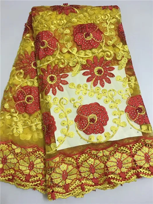Red Color African Lace Fabric 2019 Embroidered Nigerian Laces Top Quality French Tulle For Women 5Yards | Дом и сад