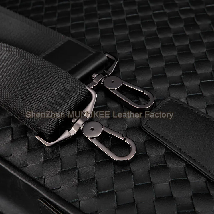 New Fashion knitted Genuine Leather Men Briefcase Man Shoulder Bag Messenger office Handbag Black tote Business | Багаж и сумки
