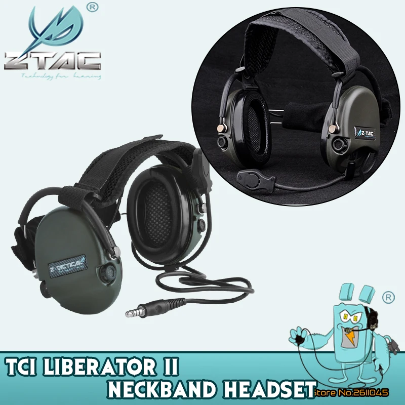 Z-Tac Softair Tactical Headphones Sordin TCI Liberator II Neckband Military Noise Canceling Airsoft Active Headset Shooting