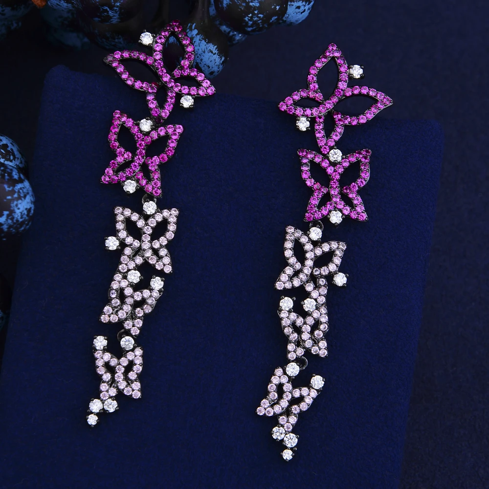 GODKI Trendy Luxury Butterfly Multi-CZ Crystal Zircon Women Dangle Earrings for Wedding Long pendientes mujer moda 2018 | Украшения и