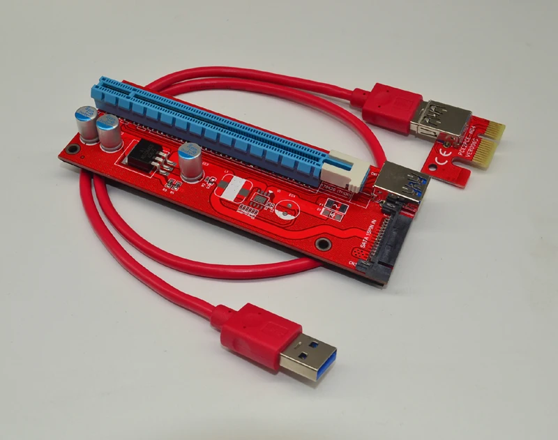 VER007S 0 6 M PCI E 1X до 16X Райзер карта расширения Express адаптер USB 3 кабель 15Pin SATA источник
