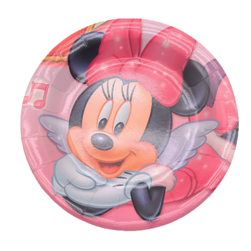 plate 6pcs Тема Минни Мауса наборы посуды вечерние украшения на день рождения для девочек торт Топпер одноразовые вечерние принадлежности украшение дома - Цвет: plate 6pcs