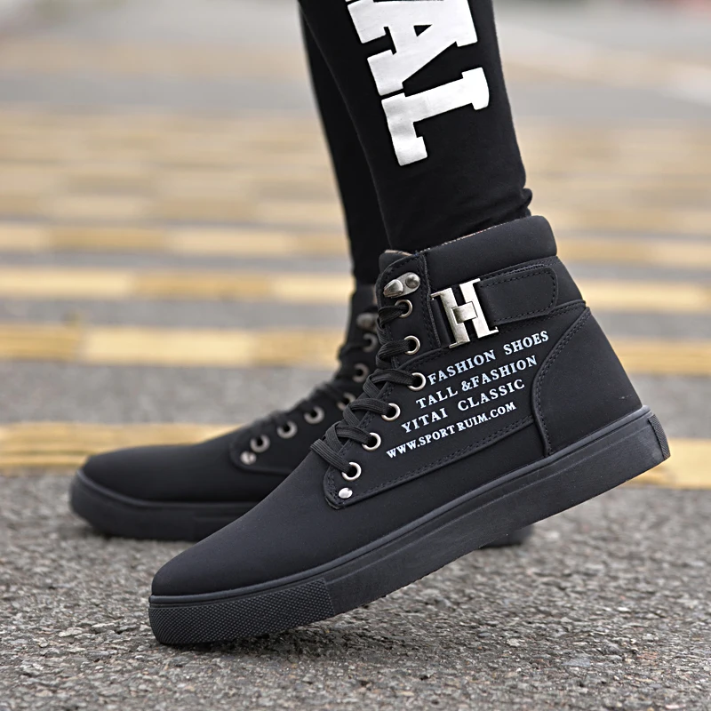 UPUPER Fashion Men's Casual Shoes Men High Top Lace-up Flat For Sudent Large Size 38-47 zapatos mujer hombre | Обувь