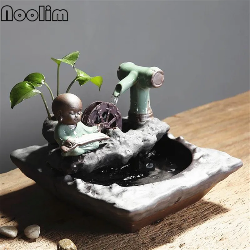 Китайский монах для дома и офиса настольный керамический водный фонтан