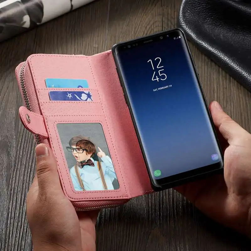 Чехол-Кошелек на молнии для samsung Galaxy Note 9, чехол-кошелек из искусственной кожи, съемный чехол-кошелек для телефона samsung Note9
