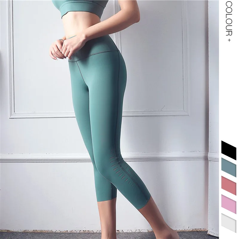 Женские леггинсы для йоги с высокой талией, растяжимые спортивные брюки, боковые вырезы, фитнес, бег, тренировки в спортзале.
