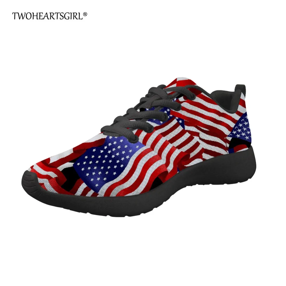 

Twoheartsgirl Classic Spring Summer Men Shoes Personalized USA Flag Print Vulcanize Shoes for Men Breathable Male Mesh Sneakers