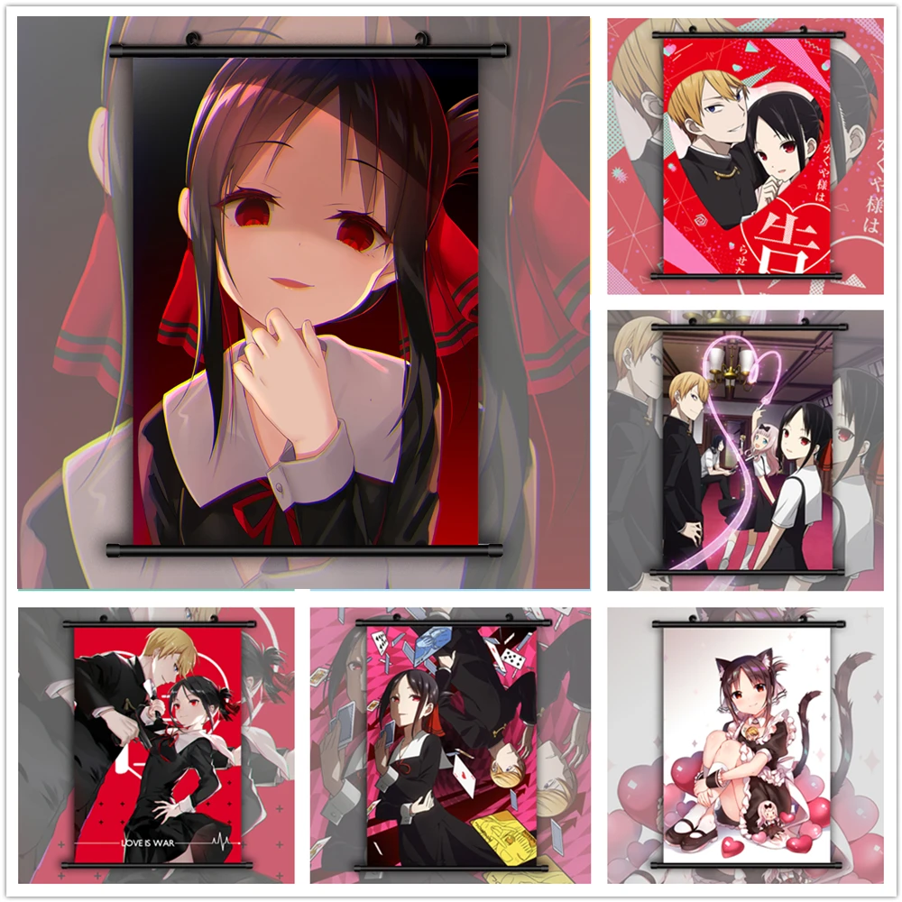 Kaguya sama wa Kokurasetai Shinomiya x Shirogane Miyuki Аниме Манга настенный плакат прокрутка|Рисование