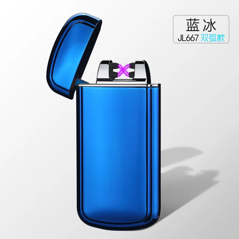 Blue Brush Вокальный прикуриватель USB встряхивание для воспламенения электрическая зажигалка зеркальная металлическая плазменная дуговая зажигалка зажигалки аксессуары для курения - Цвет: Blue Brush
