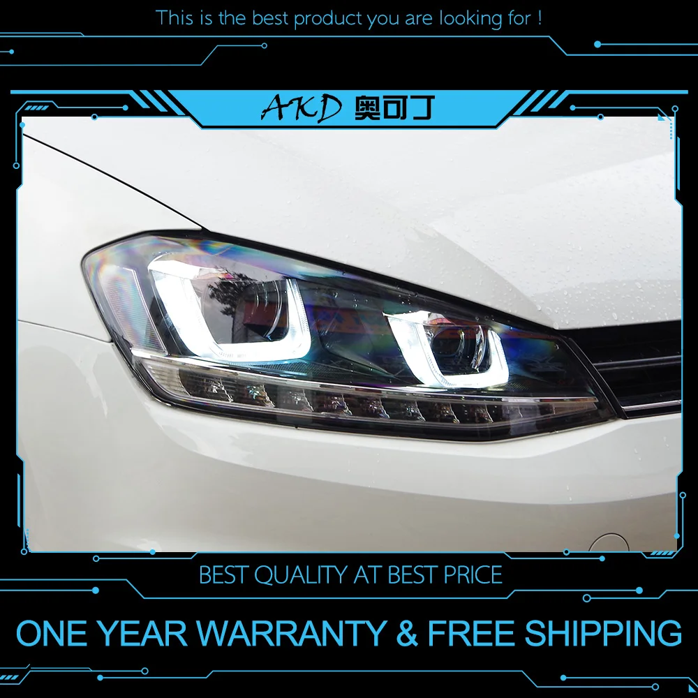 AKD Тюнинг автомобилей фары для VW Golk7 Golf 7 MK7 светодиодные фары DRL ходовые огни биксеноновые фары Противотуманные фары с ангельскими глазками авто