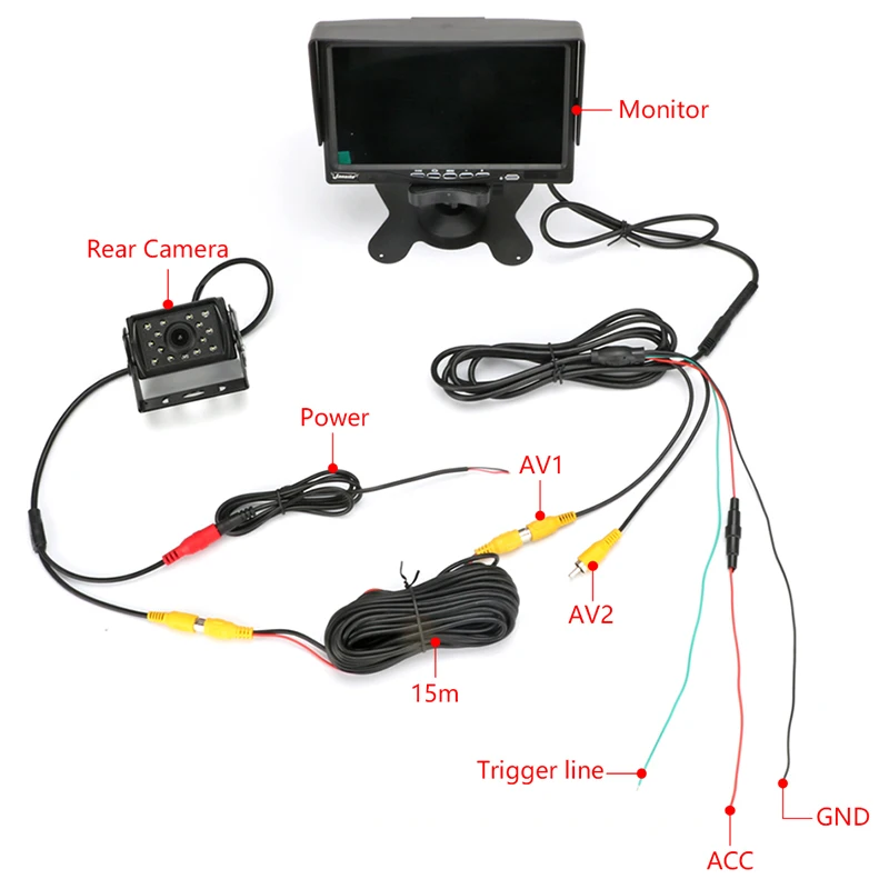 Jansite 7 &quotпроводной автомобильный монитор TFT lcd Автомобильная камера заднего вида