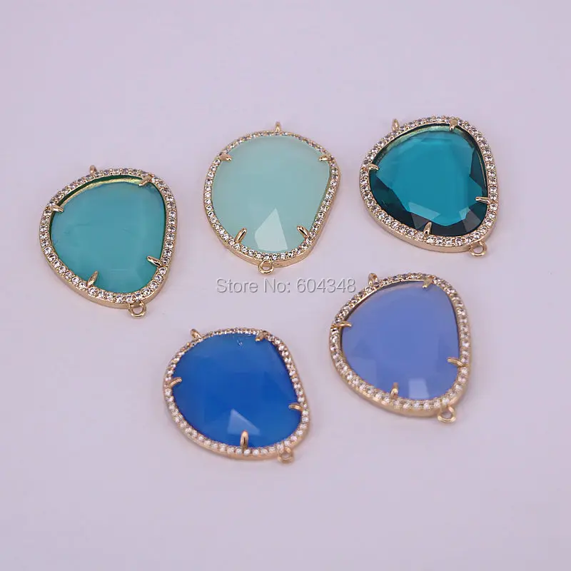 10 шт. смешанные цветные стеклянные камни в форме подвески ограненные хрустальные