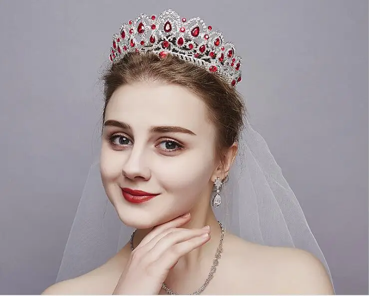 Роскошные Кристаллы свадебное корона сплава свадебная тиара барокко queen King