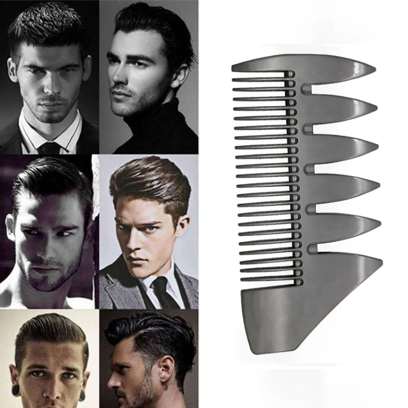High Quality Wide Tooth Metal Beard Stainless Steel Hair Comb Double-sided Oil Head Barber P1 | Красота и здоровье