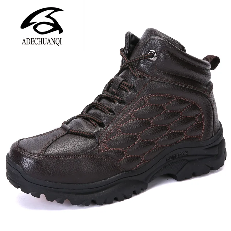 Ботильоны мужские плюшевые супер теплые коровья кожа повседневная обувь