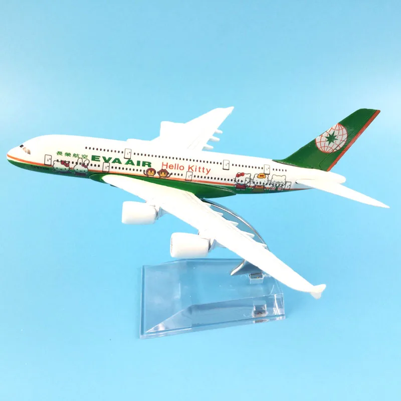 16 см A380 EVA AIR рисунок «HELLO KITTY» из металлического сплава модель самолет модель игрушечный самолет подарок на день рождения