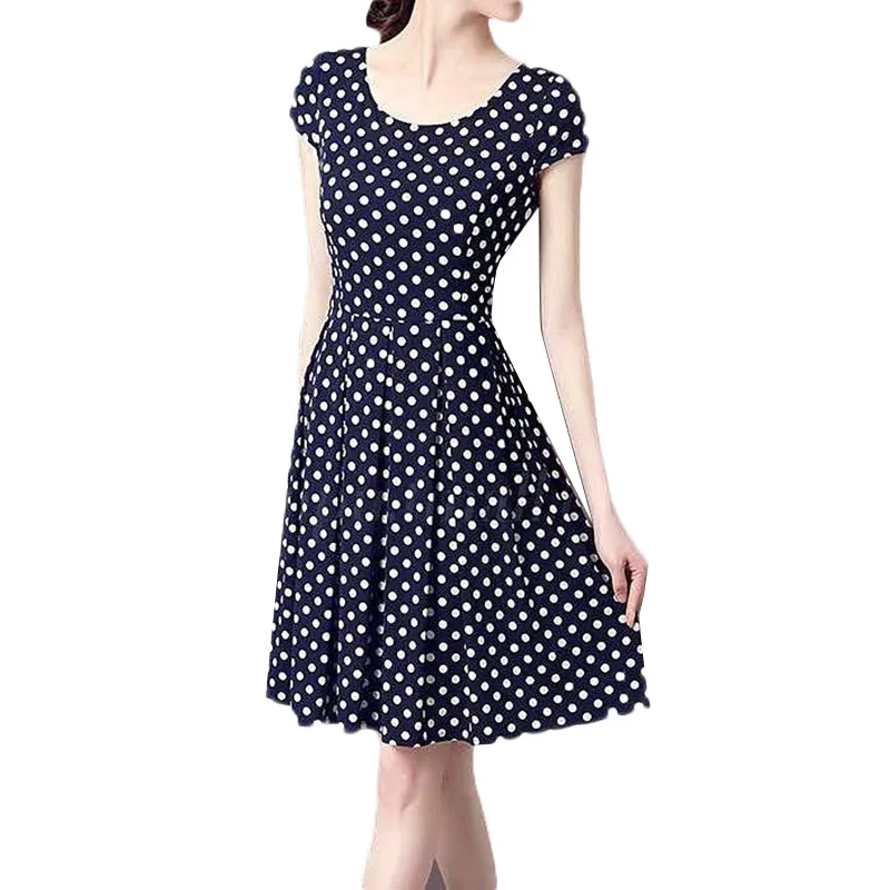 Женское платье для отдыха круглый вырез мини вечерние платья в горошек