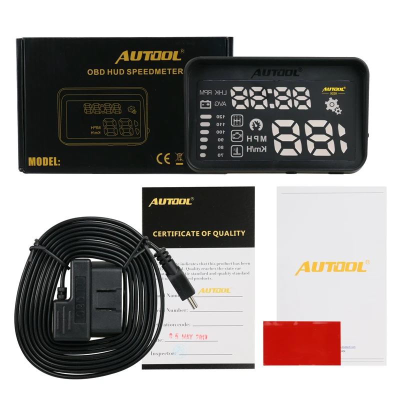 AUTOOL X220 HUD Дисплей проектор автомобиля OBD2 II измеритель температуры Напряжение