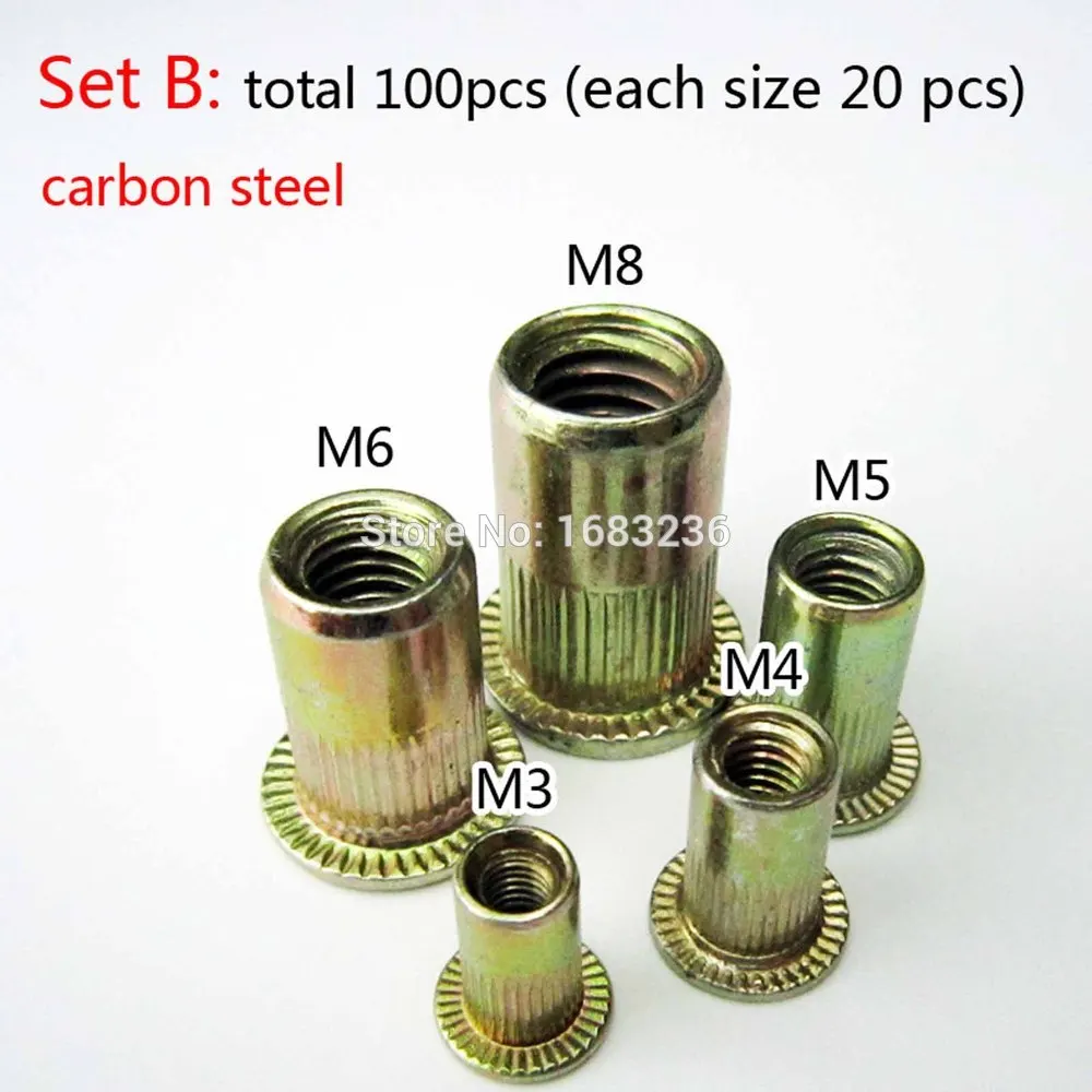 100X плоская головка Метрическая глухая Заклепка гайка вставка Rivnut Nutsert