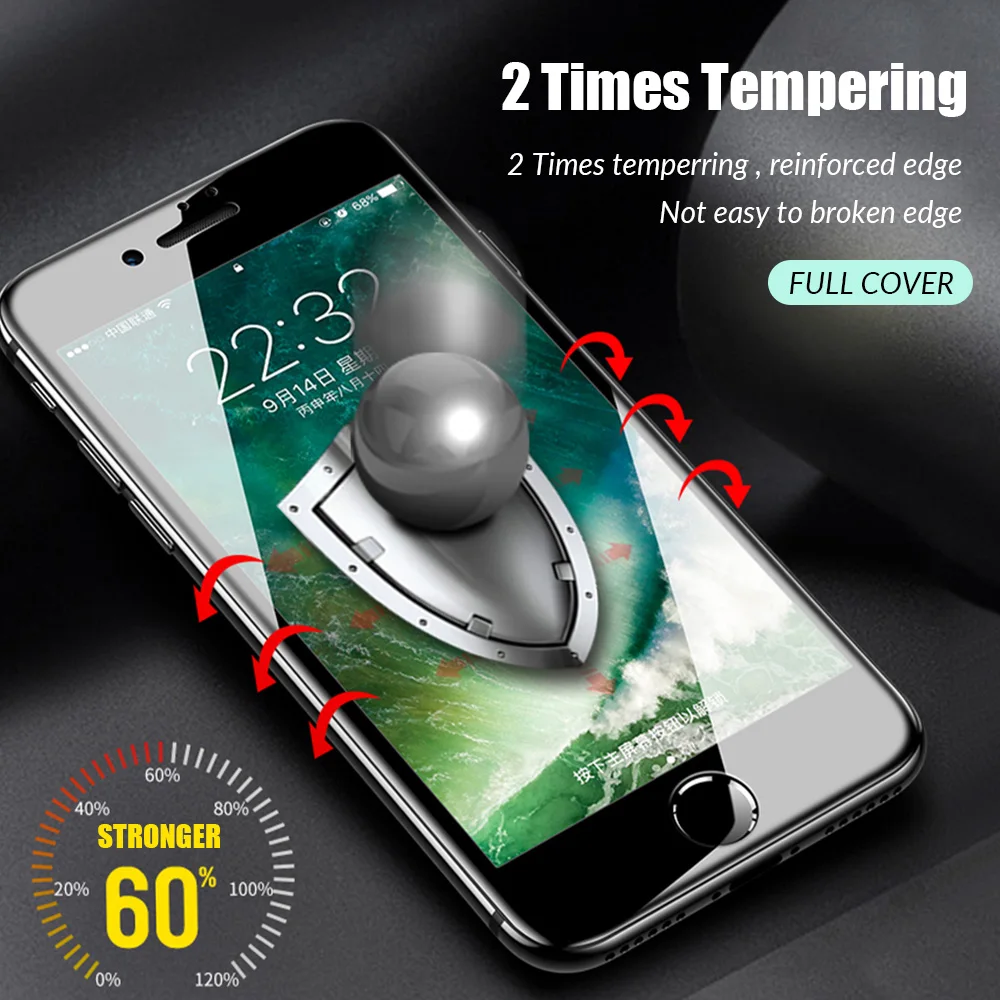 9D изогнутое закаленное стекло для iPhone 8 7 6 S Plus защита экрана полное покрытие краев