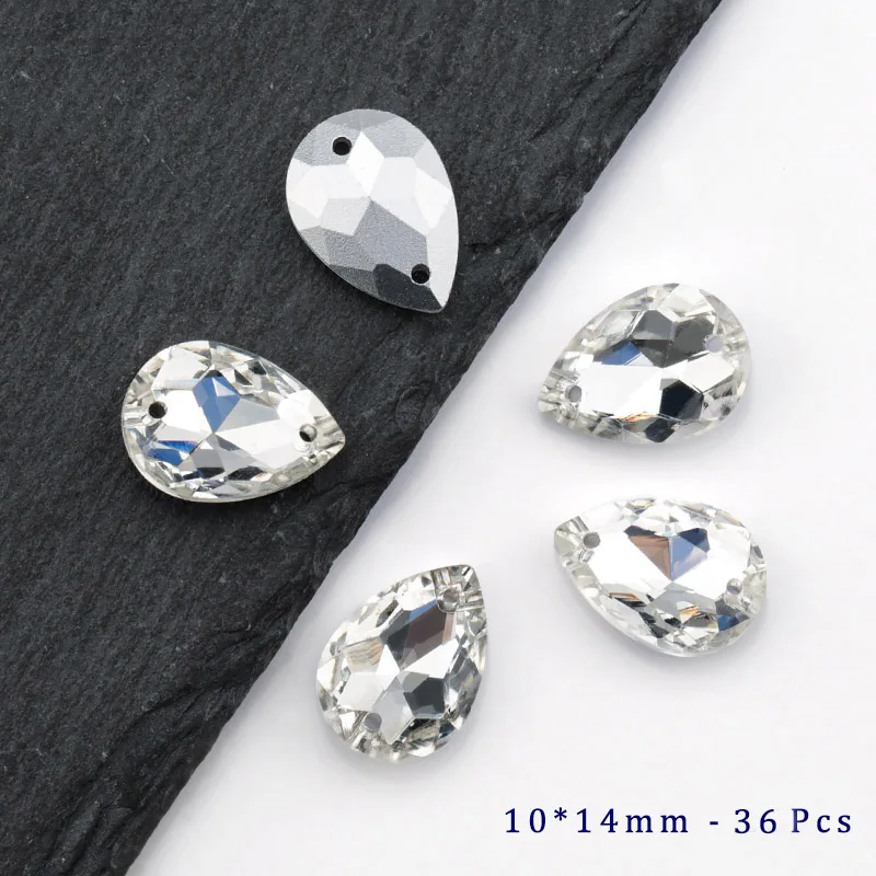 10x14mm - 36Pcs Конский глаз/Кристаллы в форме слезы пришить стразы конусные Бисер для шитья стразы в форме Капельки бисера для свадебного платья - Цвет: 10x14mm - 36Pcs