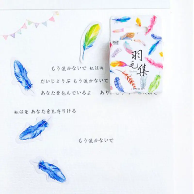 45pcs Colorful Feathers DIY Planner Diary Scarpbooking Index Lable Stickers Escolar Decoration Seal | Дом и сад