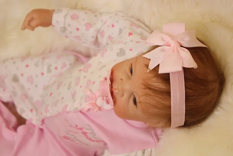 Голубые глаза Reborn baby girl Мягкий силиконовый 22 дюймов принцесса новорожденные младенцы кукла игрушка с магнитным ртом Дети День рождения Рождественский подарок