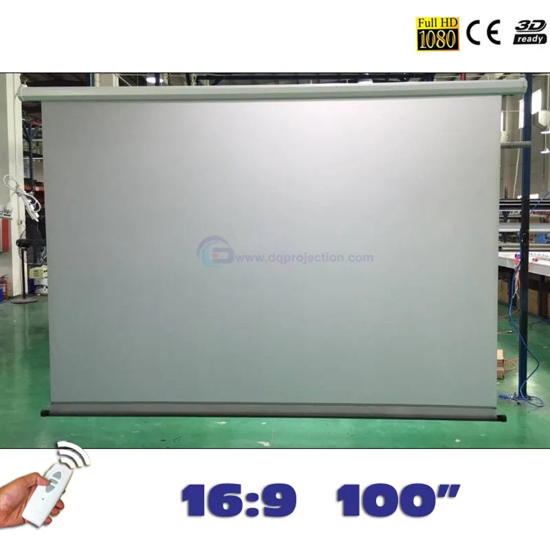 

100 inches 16:9 Rear Motorized Projection Screen Electric Projector Screens pantalla proyeccion for LED LCD HD Projectors