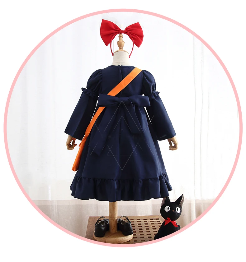 Костюм для косплея из анимационного фильма "Доставка Кики" для детей на Хэллоуин - Платье для девочек маленькой ведьмочки.