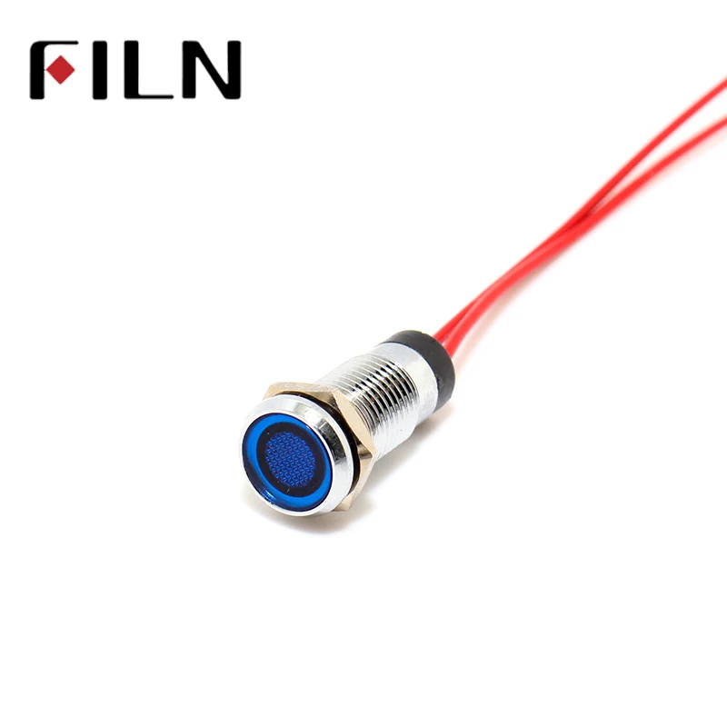 FILN 8mm panel red yellow blue green white 12v 110v 24v 220v led metal pilot lamp with 20cm cable | Освещение