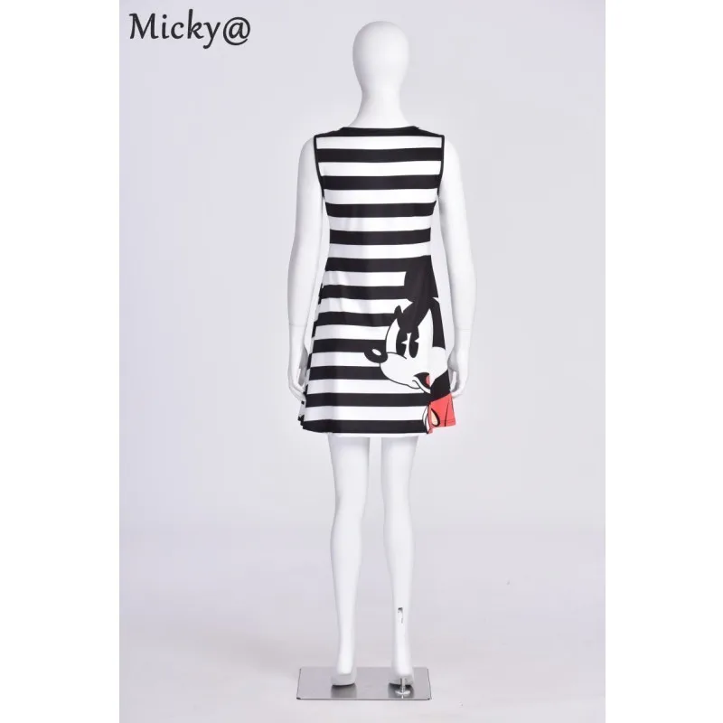 2018 милое женское летнее платье в полоску с рисунком мышки Повседневное без