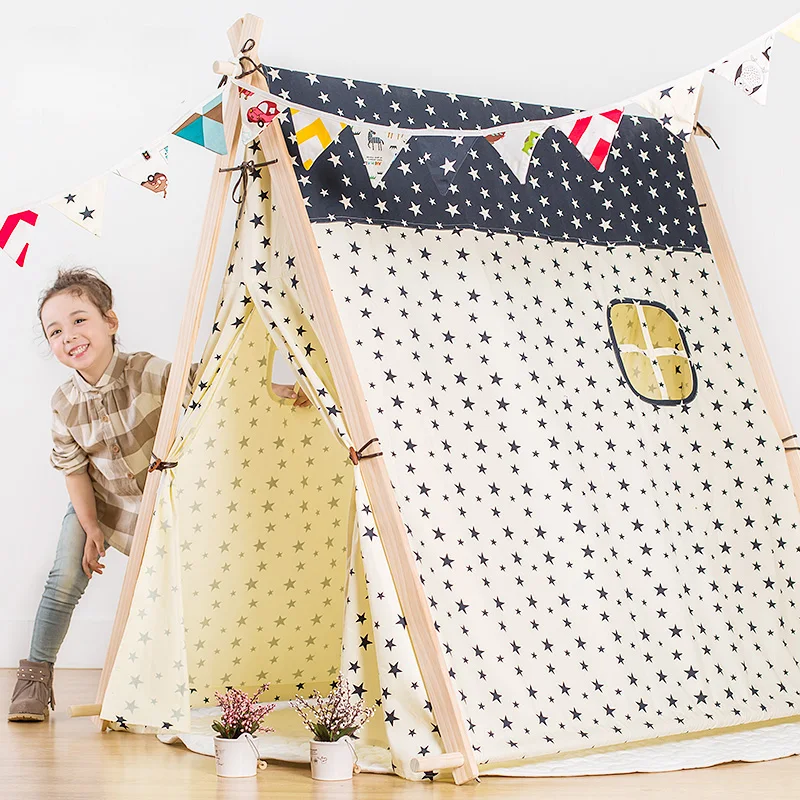 Детские большие игрушечные палатки хлопковые тканевые детские деревянные